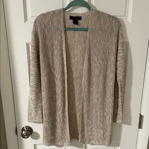 Tahari Linen Blend Open Front Cardigan Oatmeal Lightweight Size Small NWT